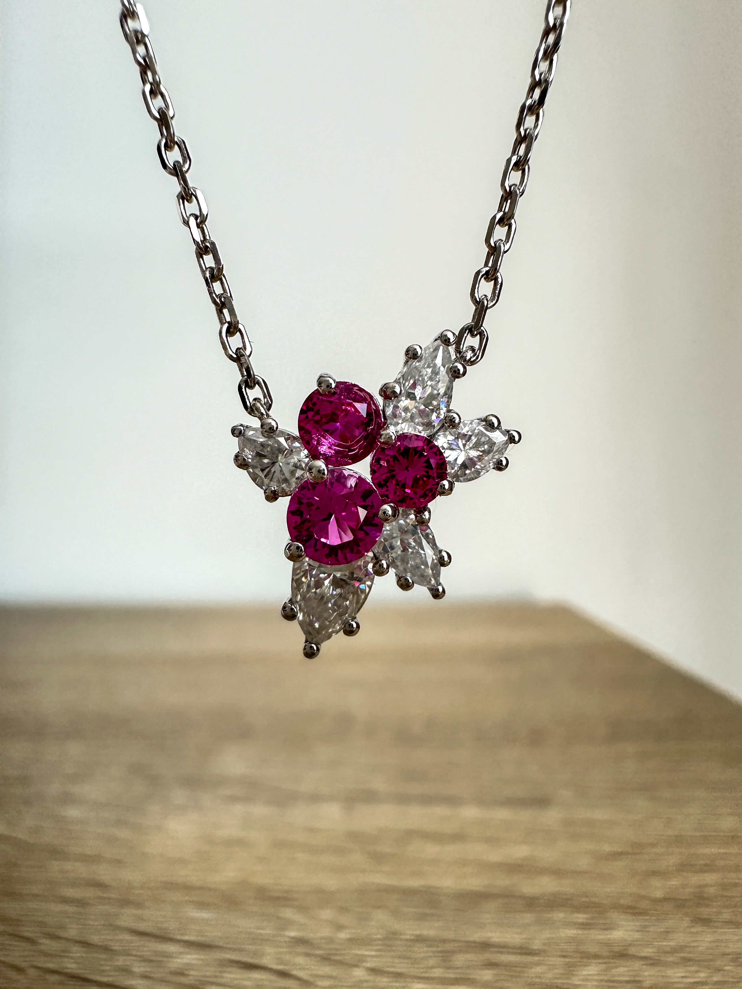 Pink Sapphire Mistletoe Necklace
