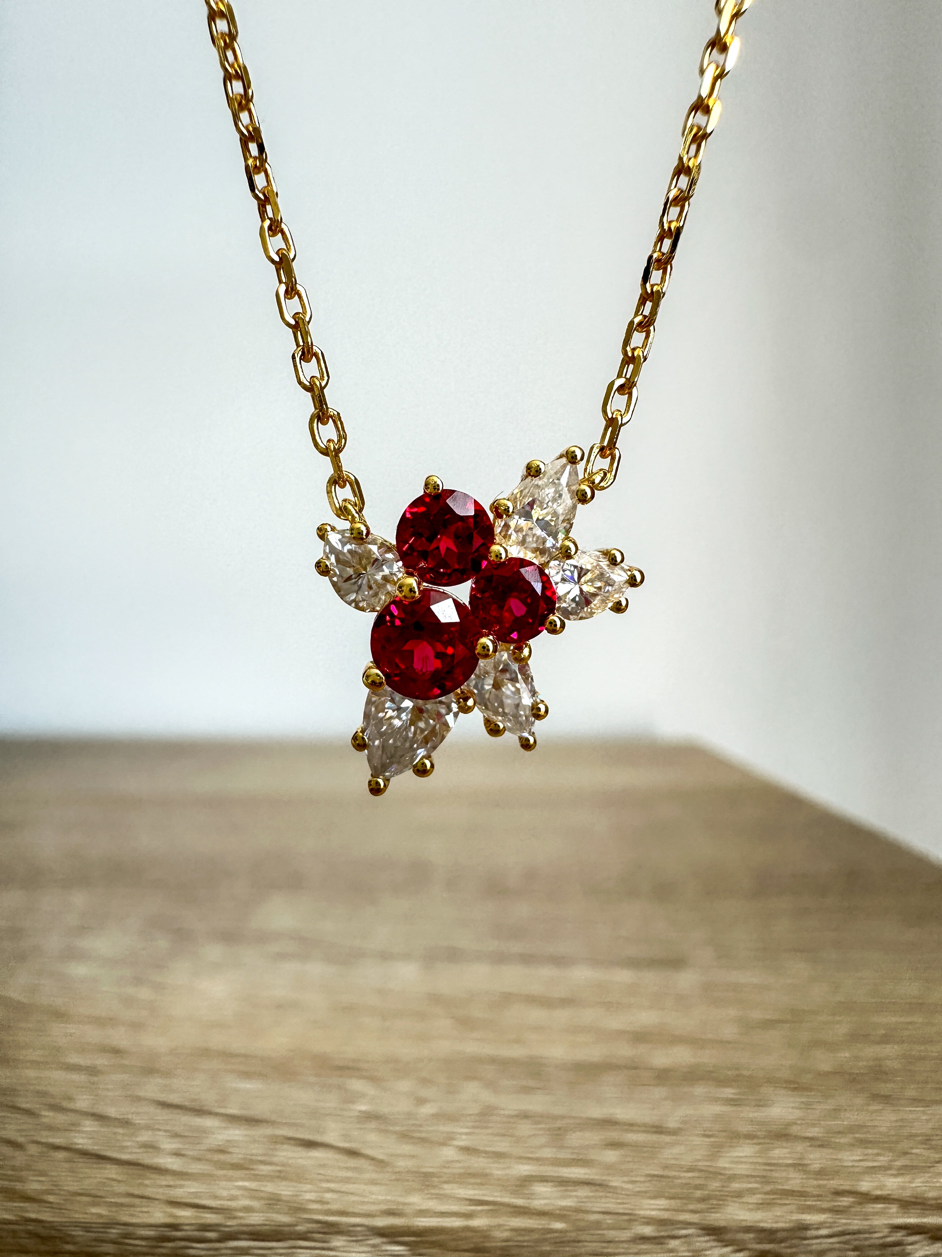 Ruby Mistletoe Necklace