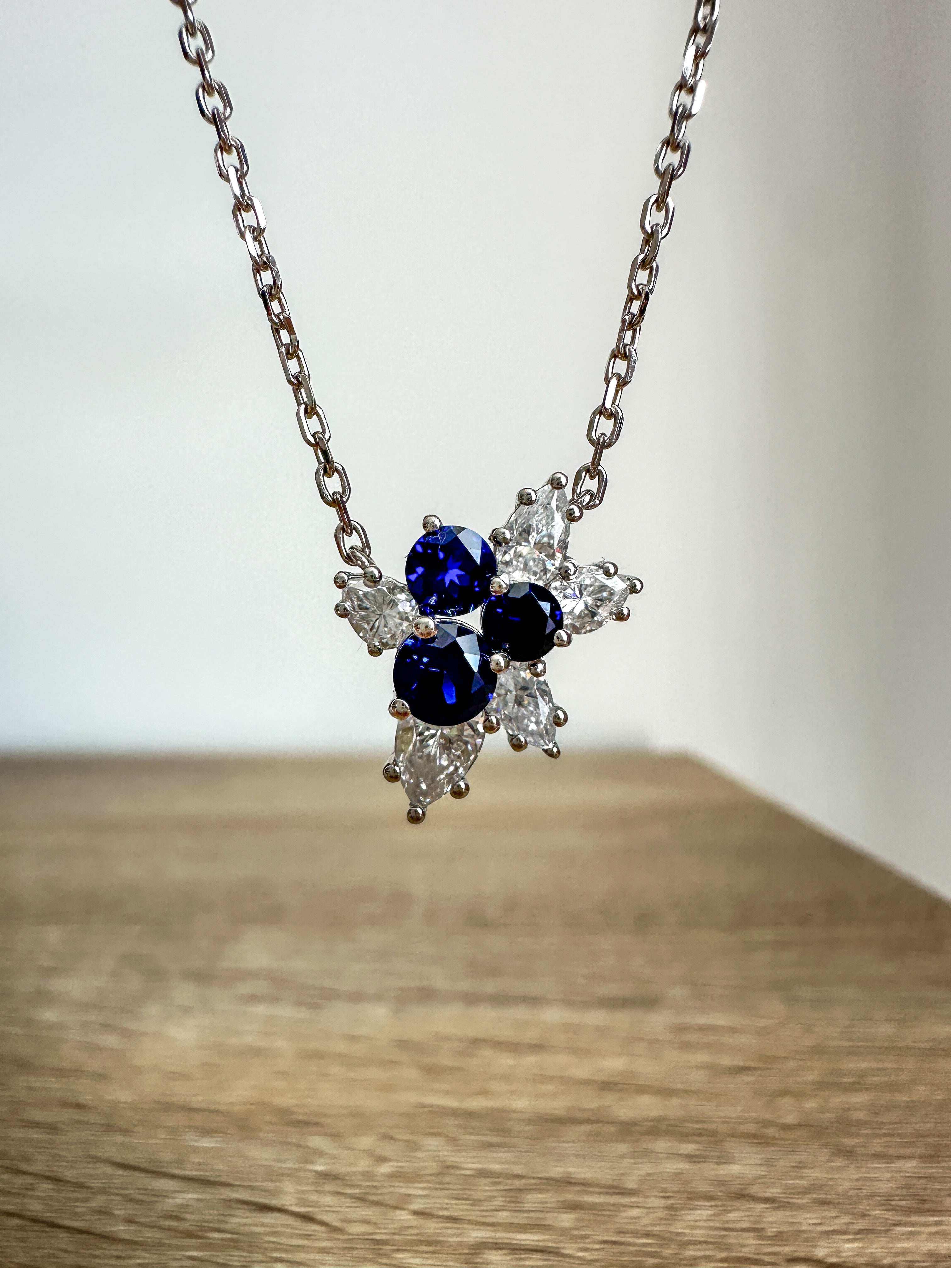 Blue Sapphire Mistletoe Necklace