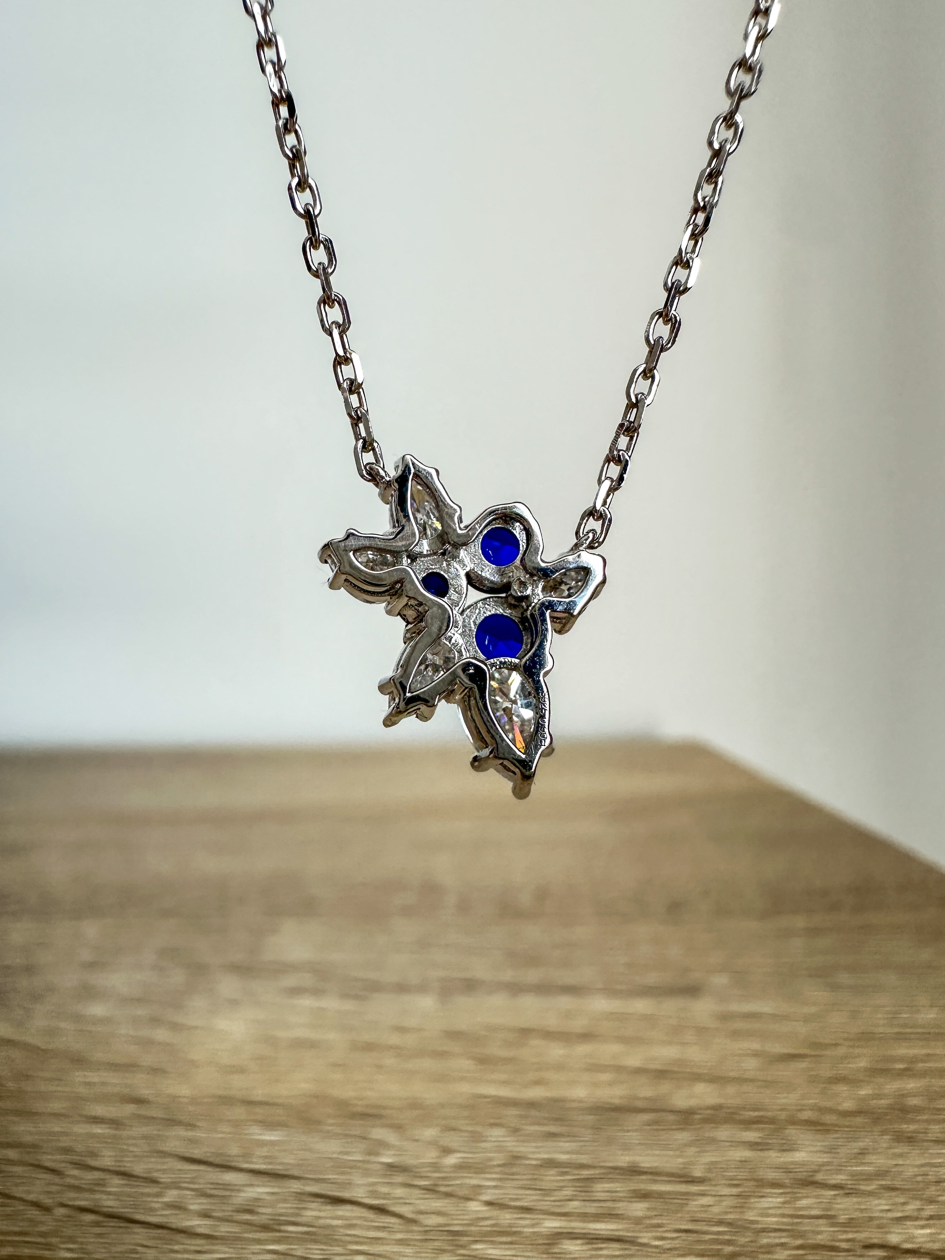 Blue Sapphire Mistletoe Necklace