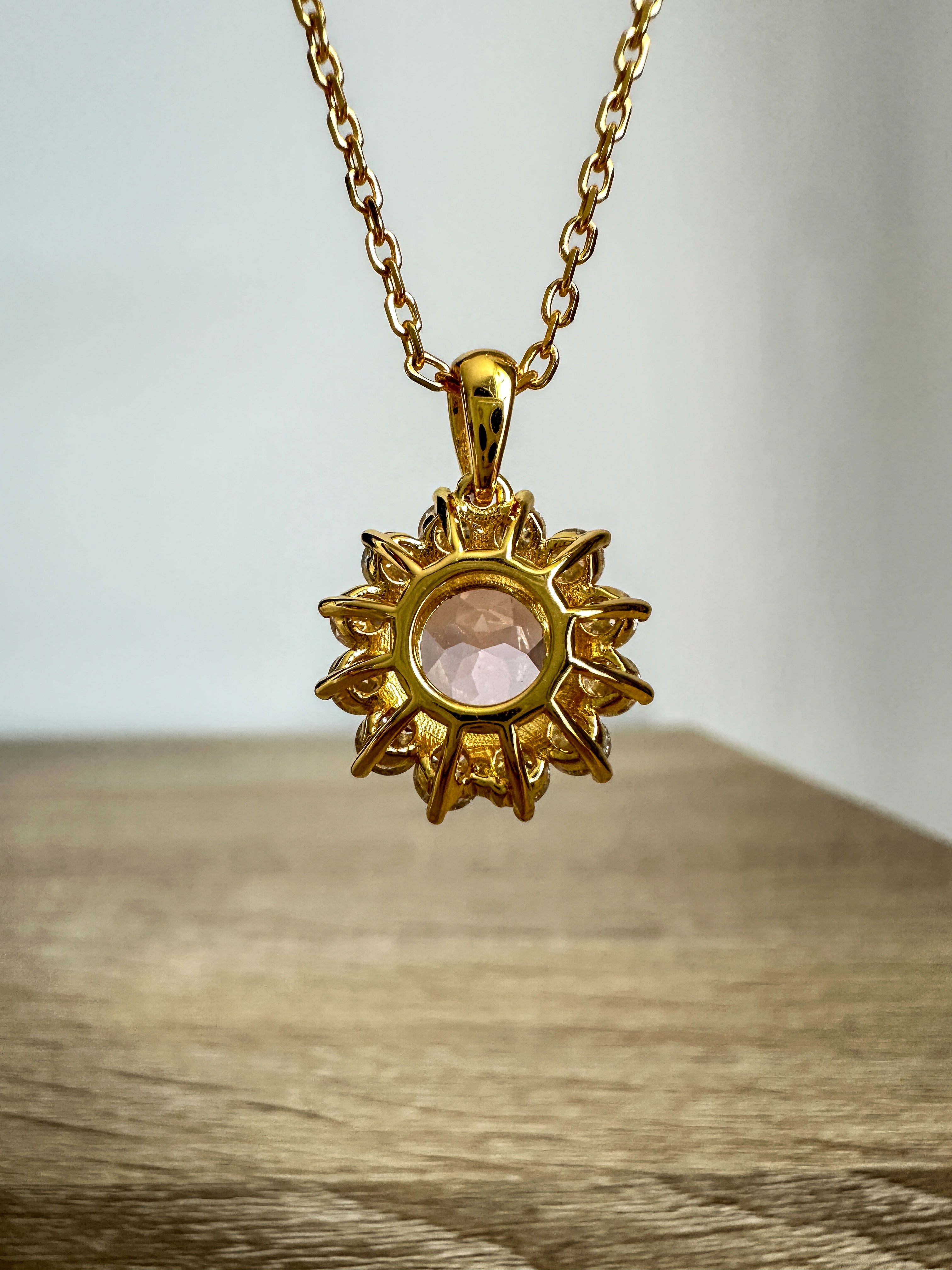 Pink Sapphire Sunflower Necklace