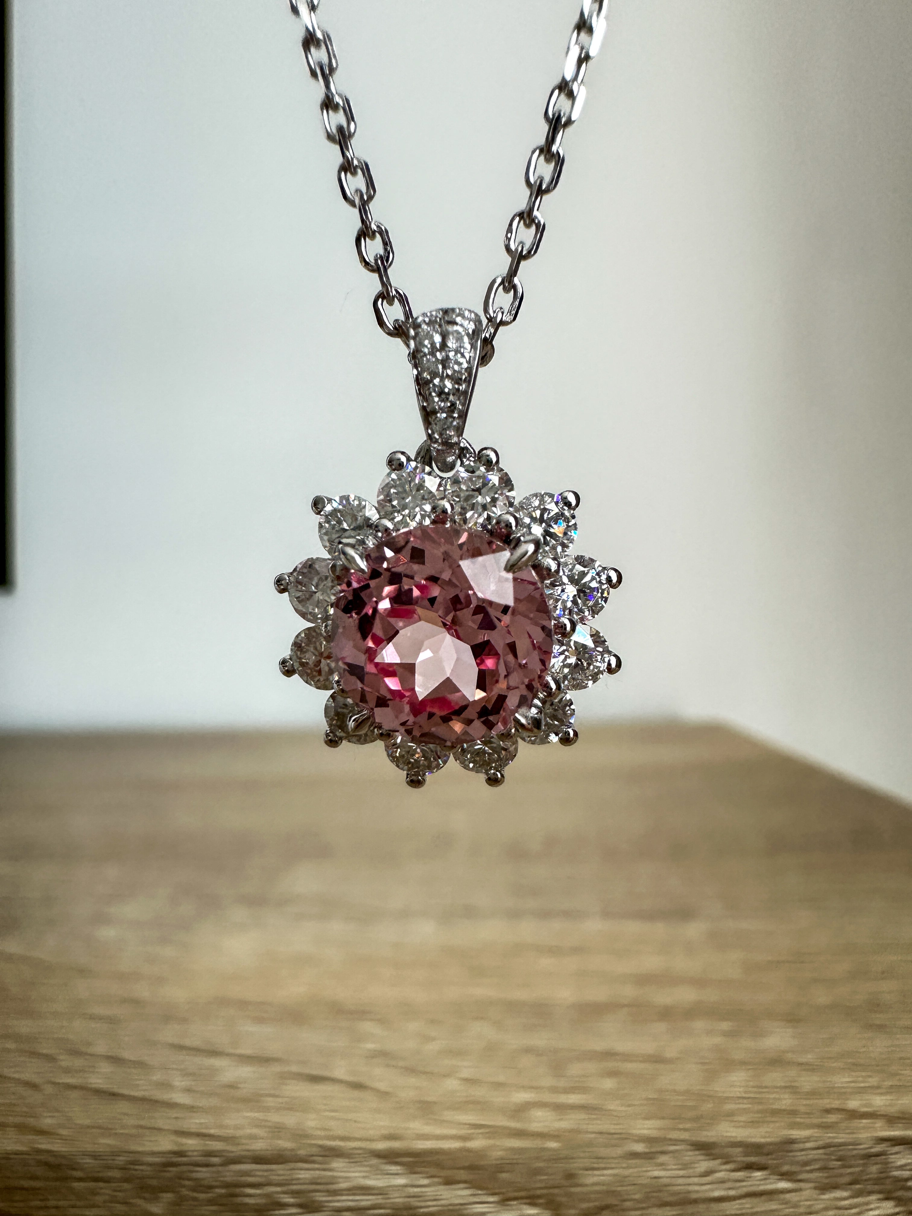 Pink Sapphire Sunflower Necklace