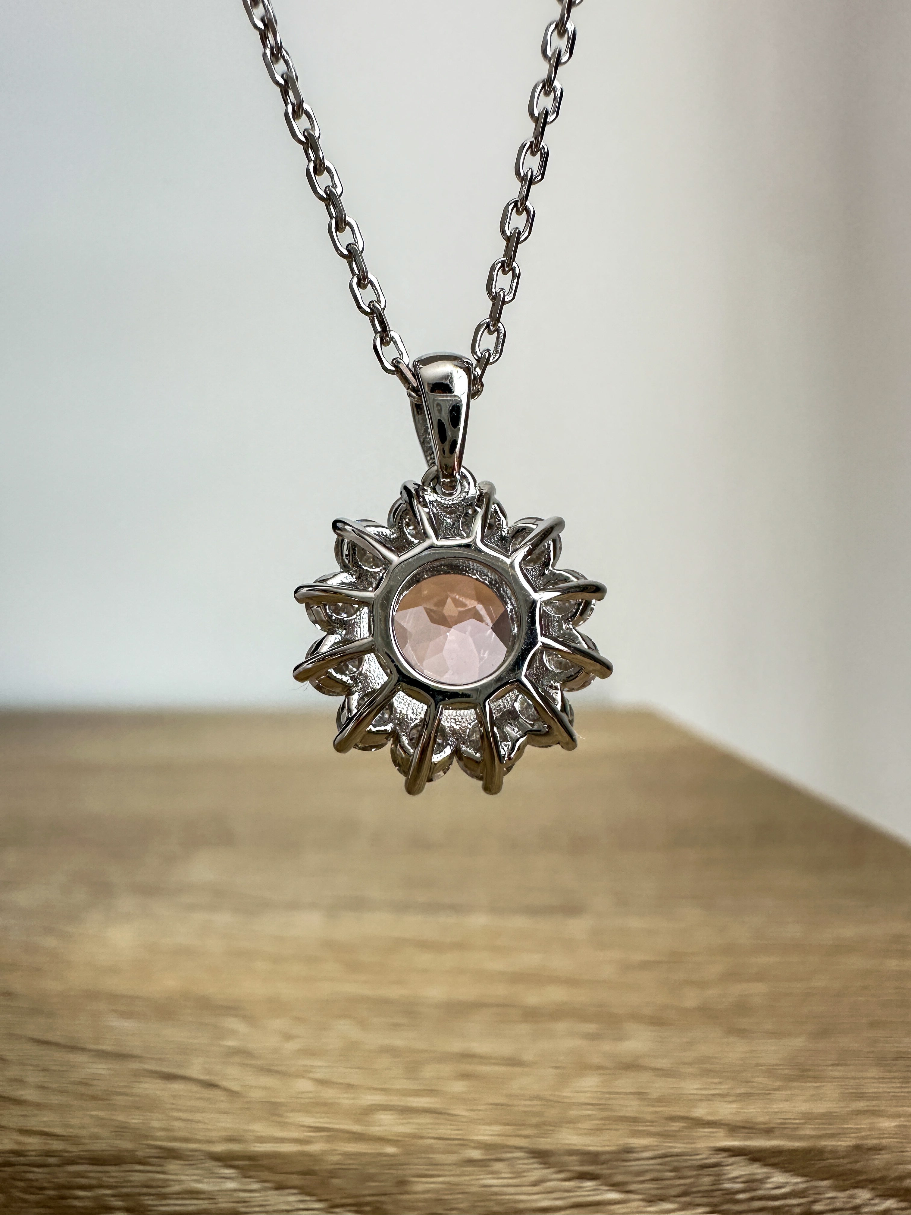 Pink Sapphire Sunflower Necklace
