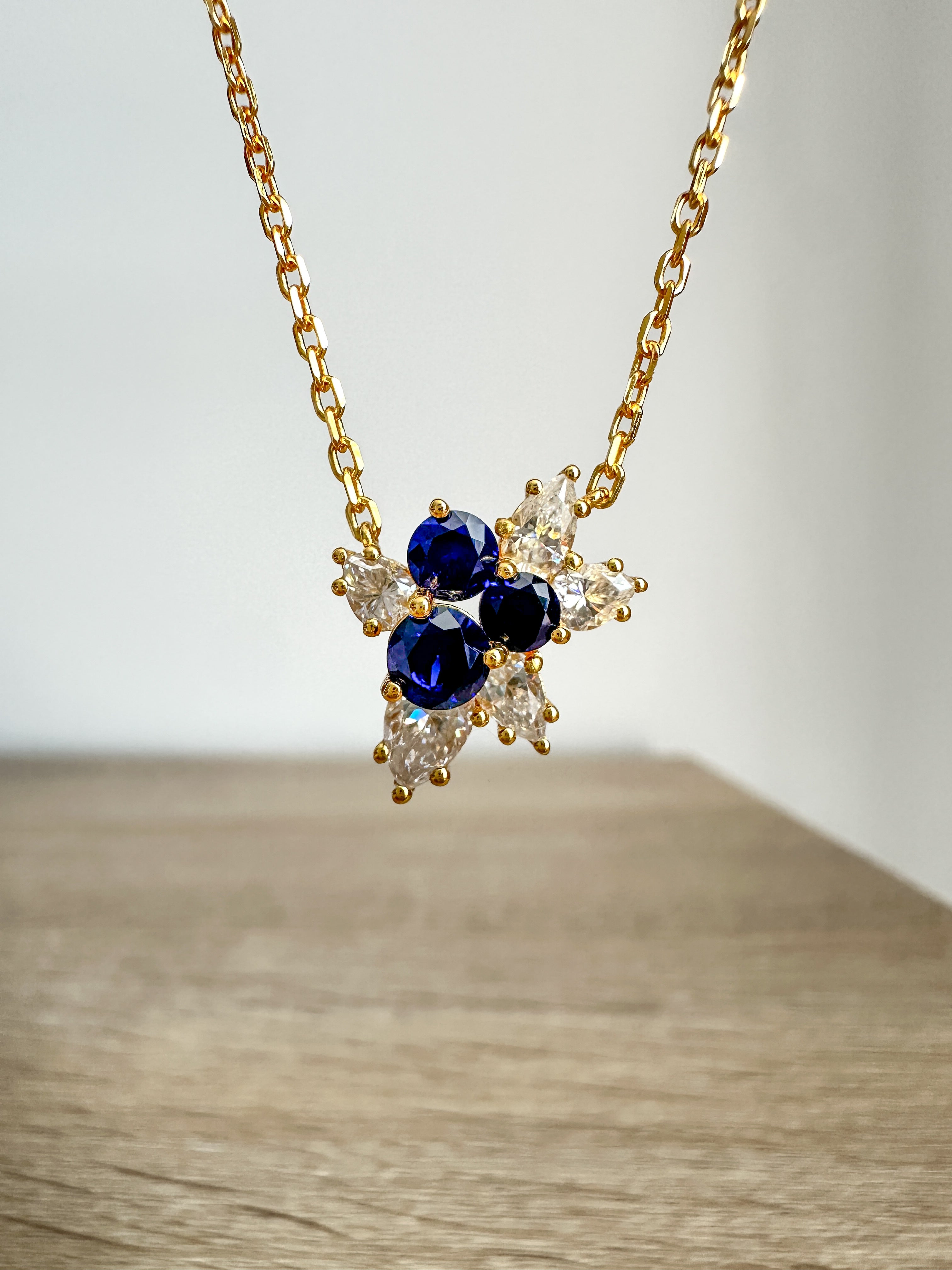 Blue Sapphire Mistletoe Necklace