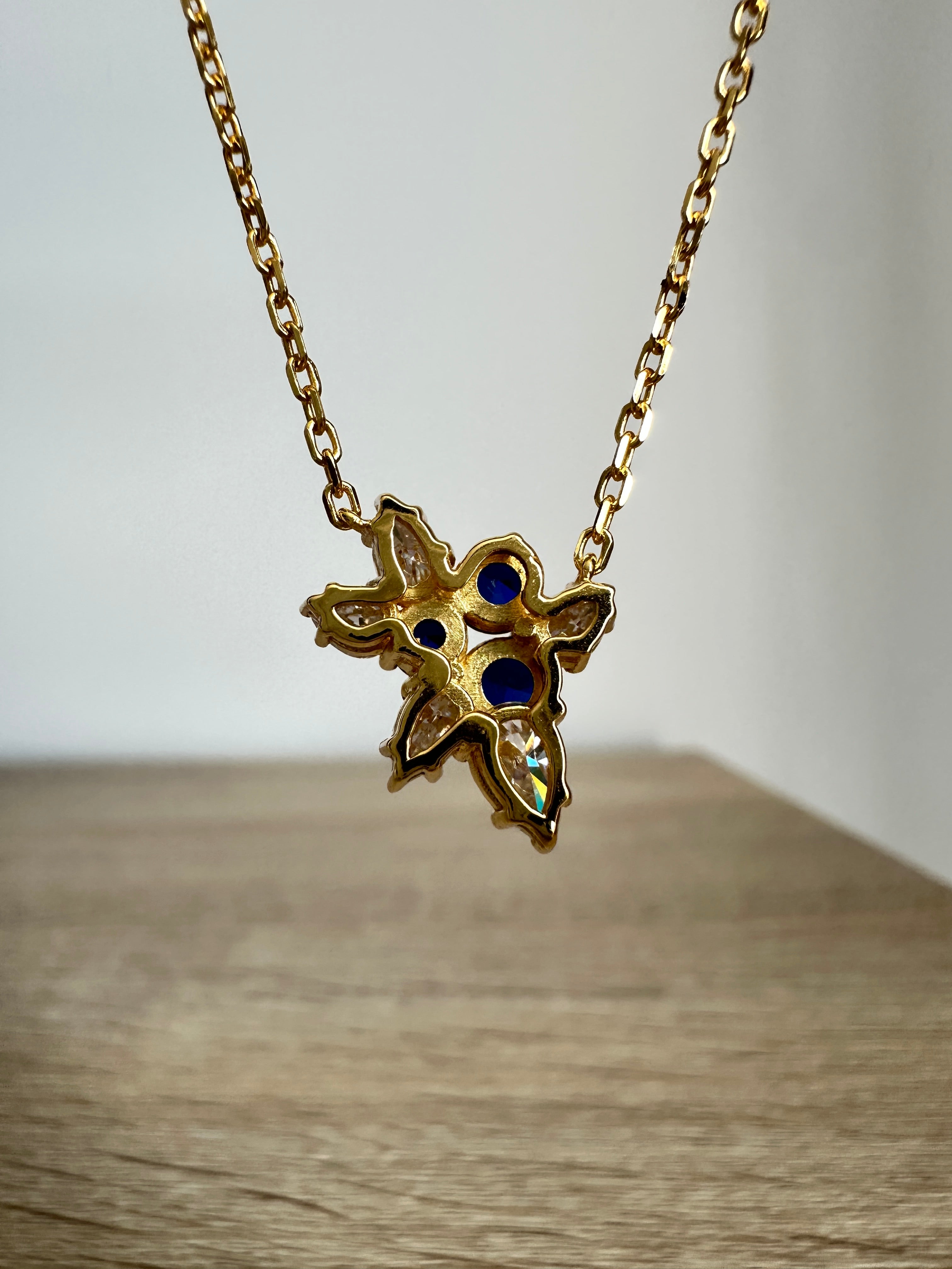 Blue Sapphire Mistletoe Necklace