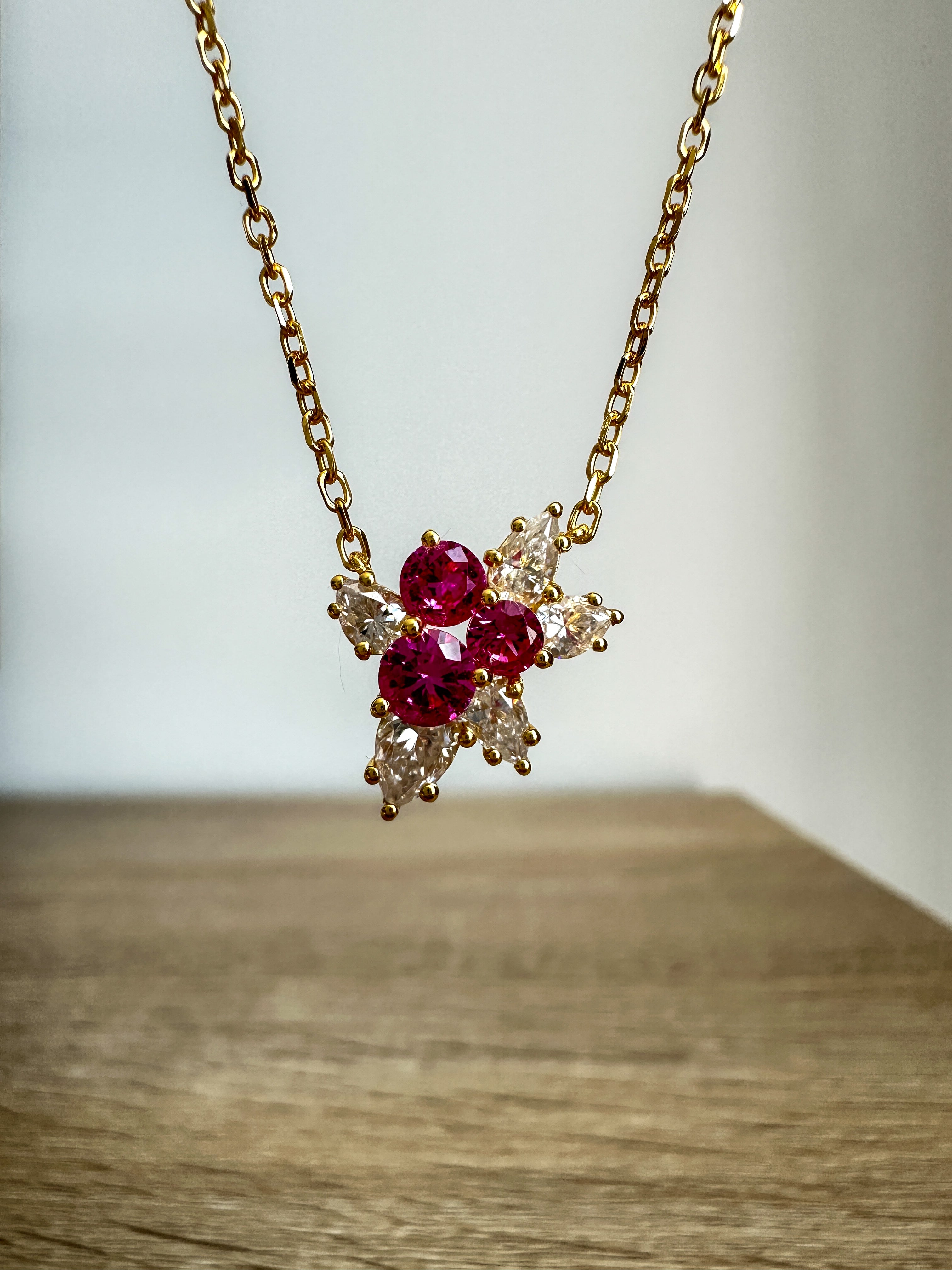 Pink Sapphire Mistletoe Necklace