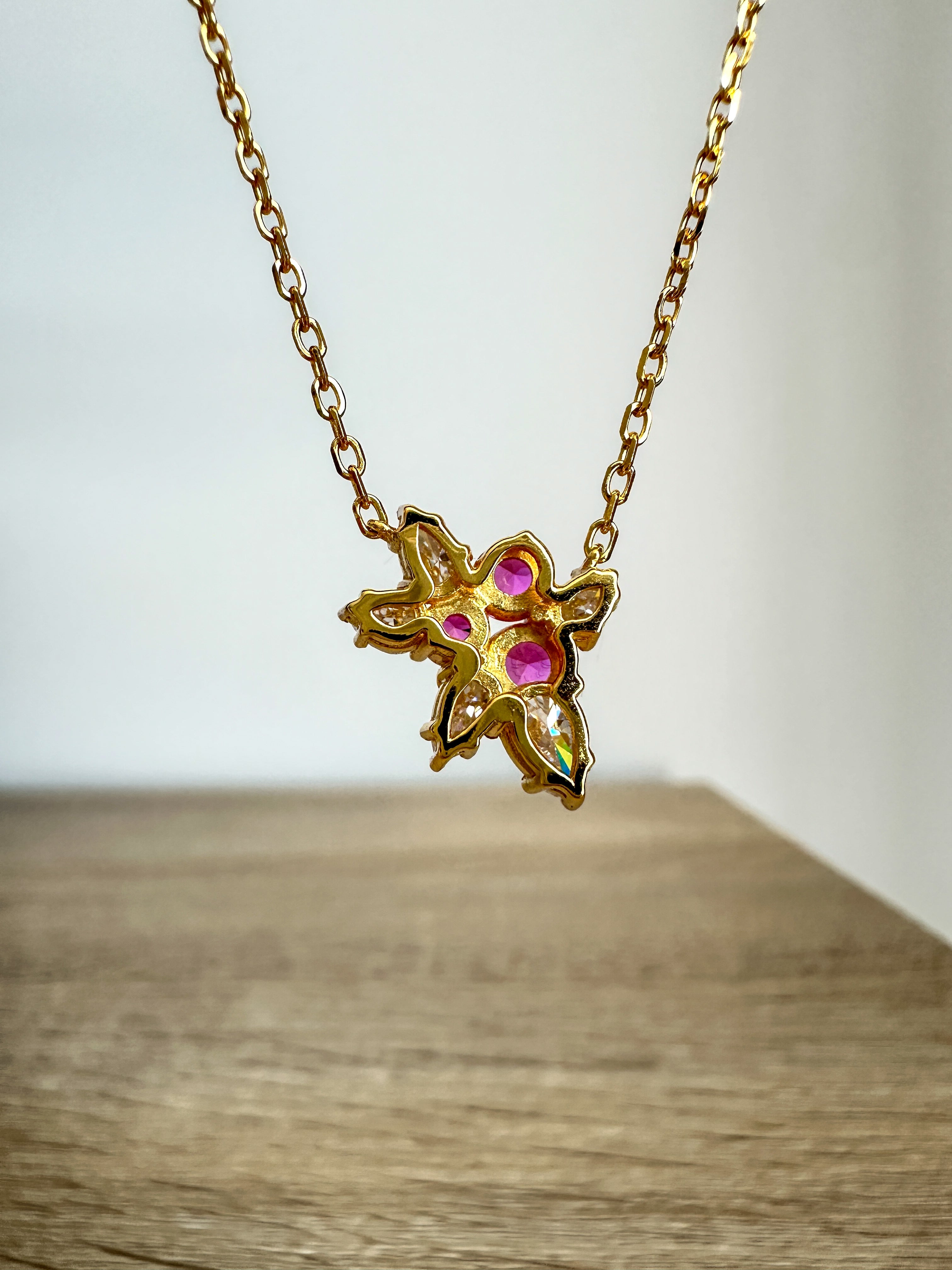 Pink Sapphire Mistletoe Necklace