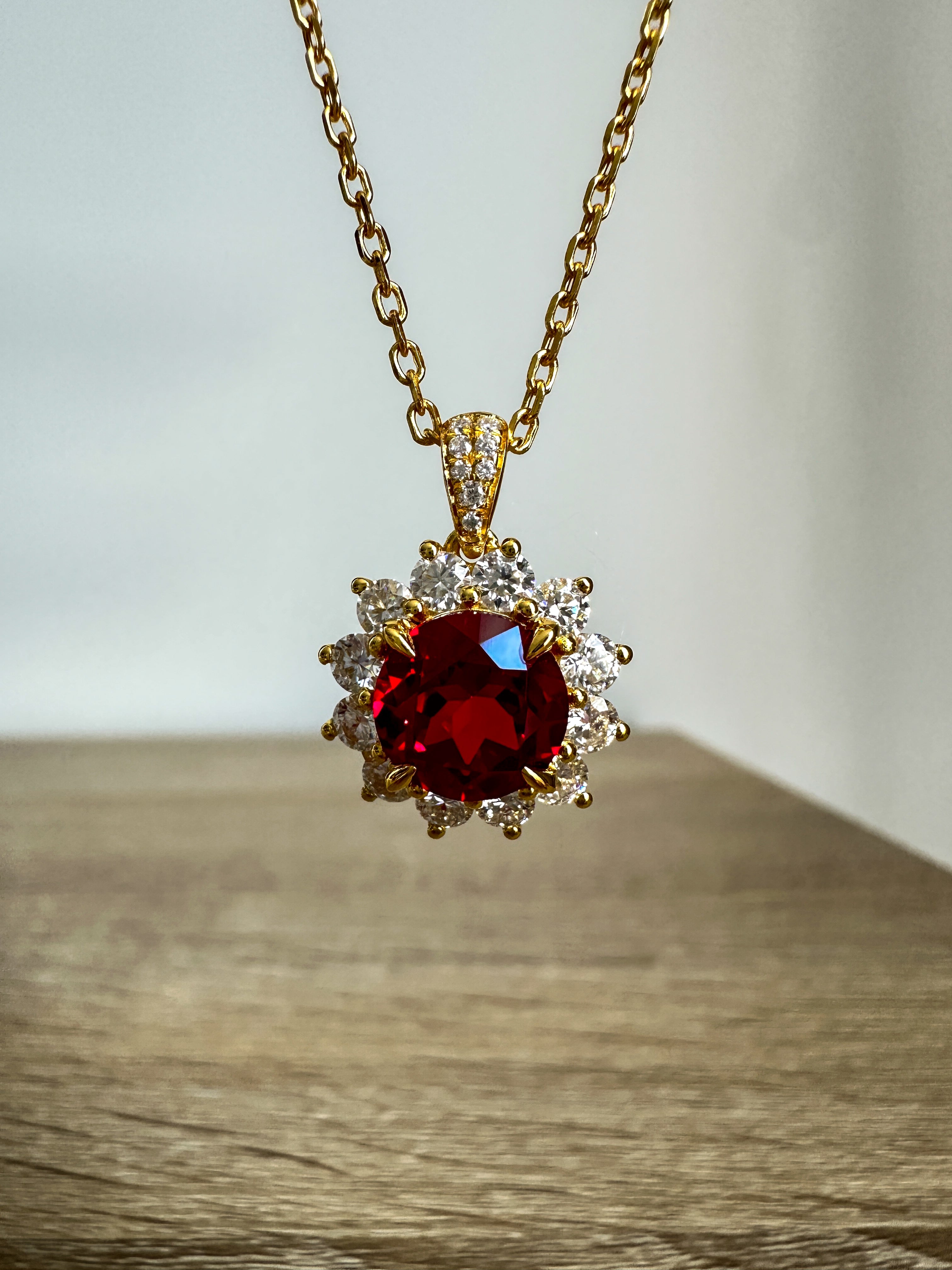 Ruby Sunflower Necklace