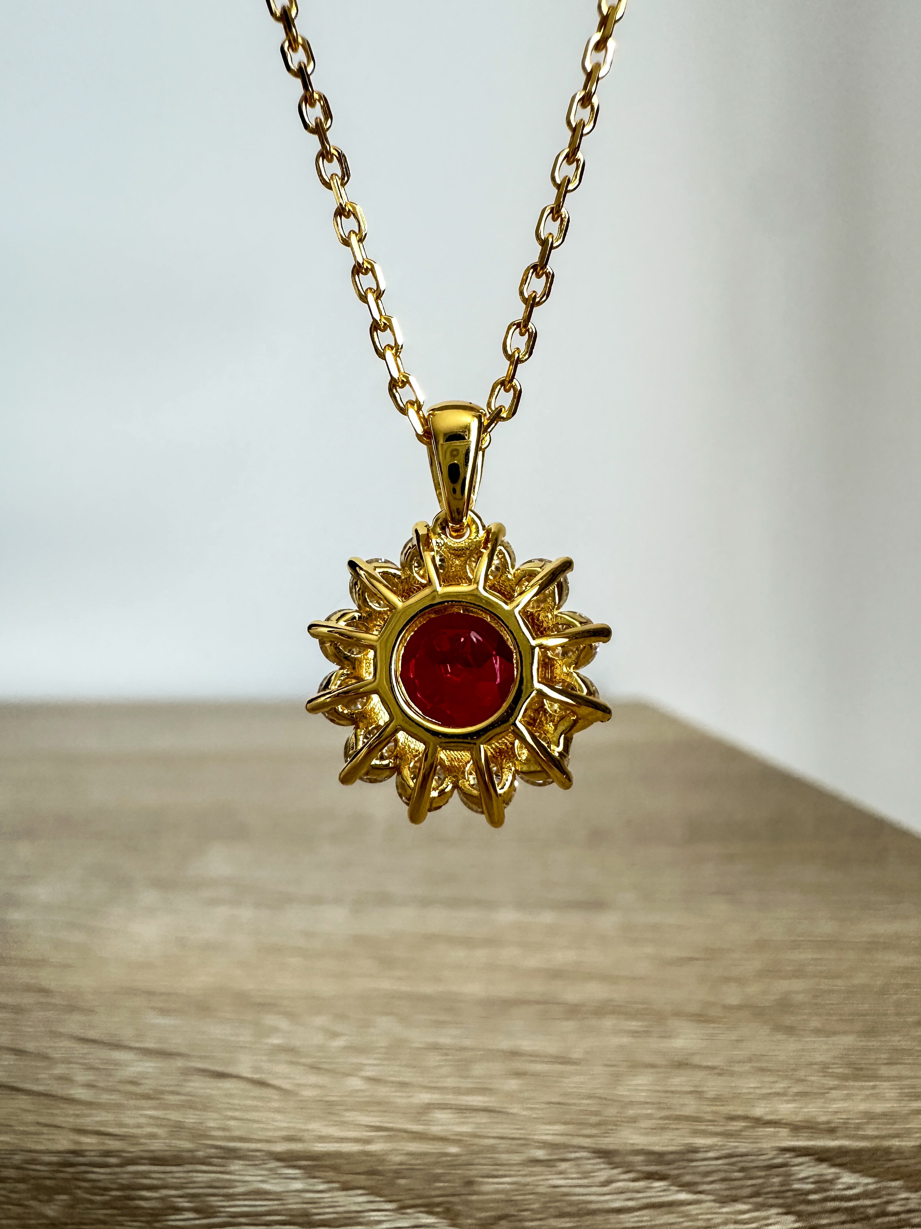 Ruby Sunflower Necklace