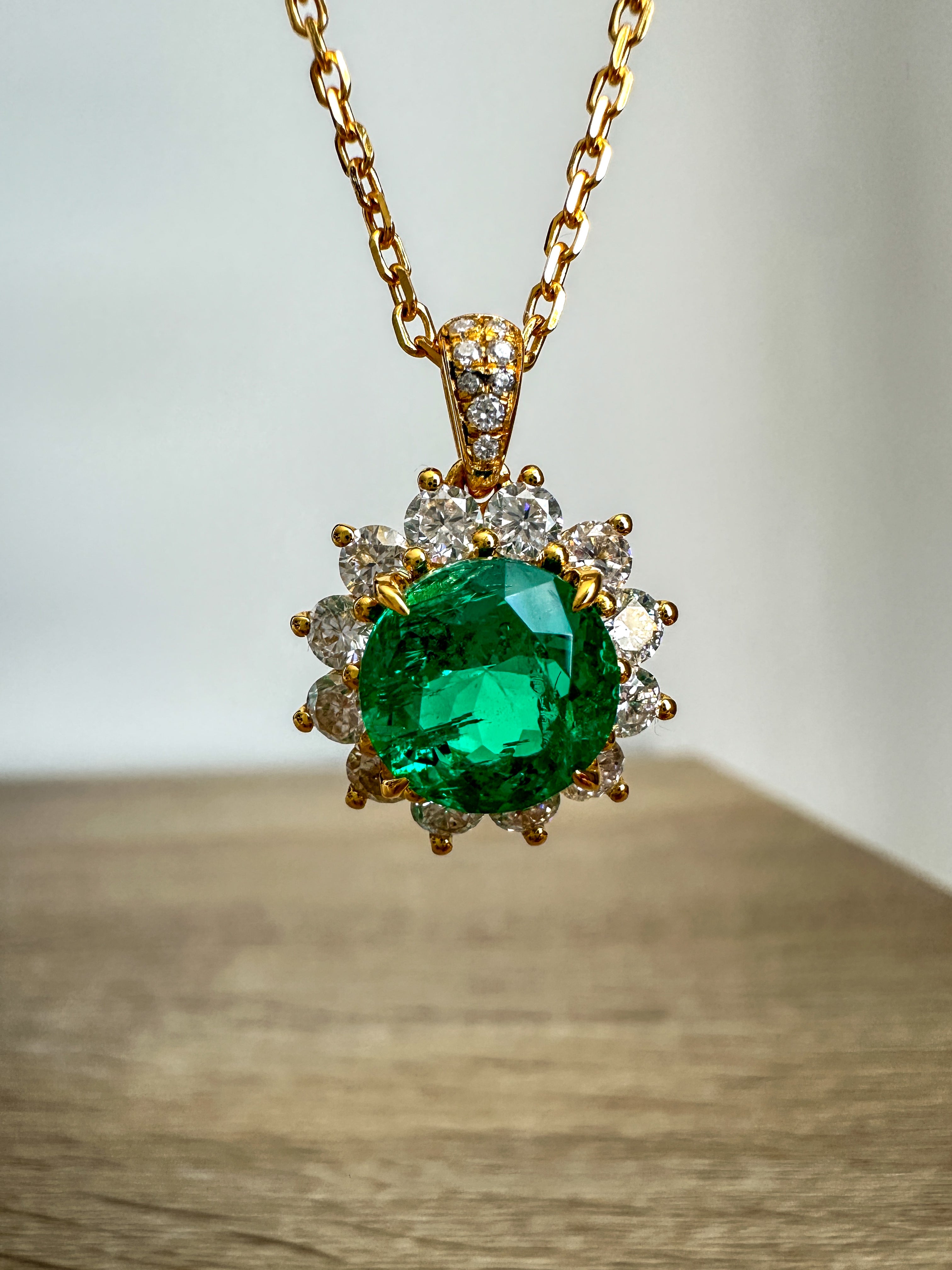 Emerald Sunflower Necklace