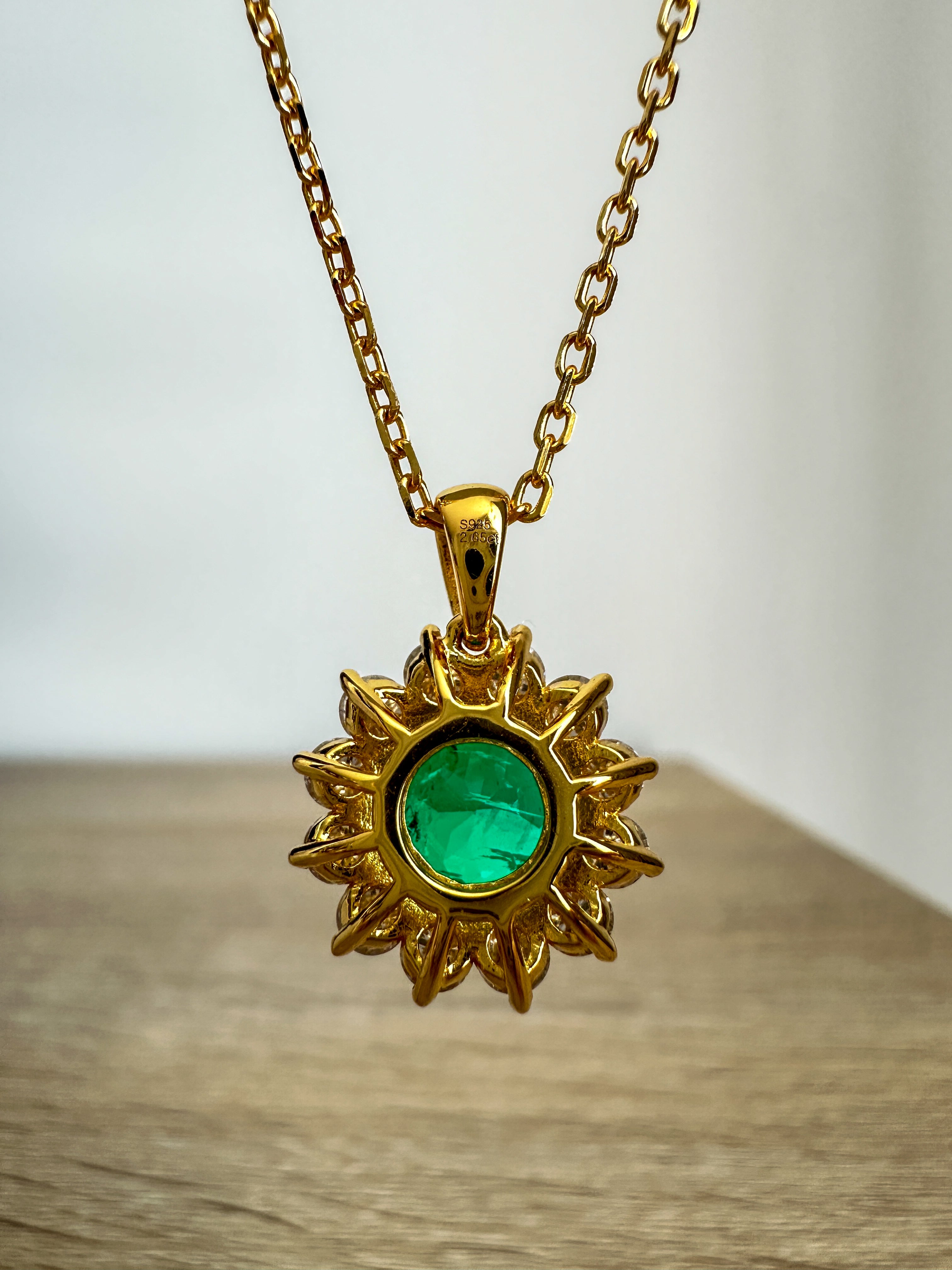Emerald Sunflower Necklace