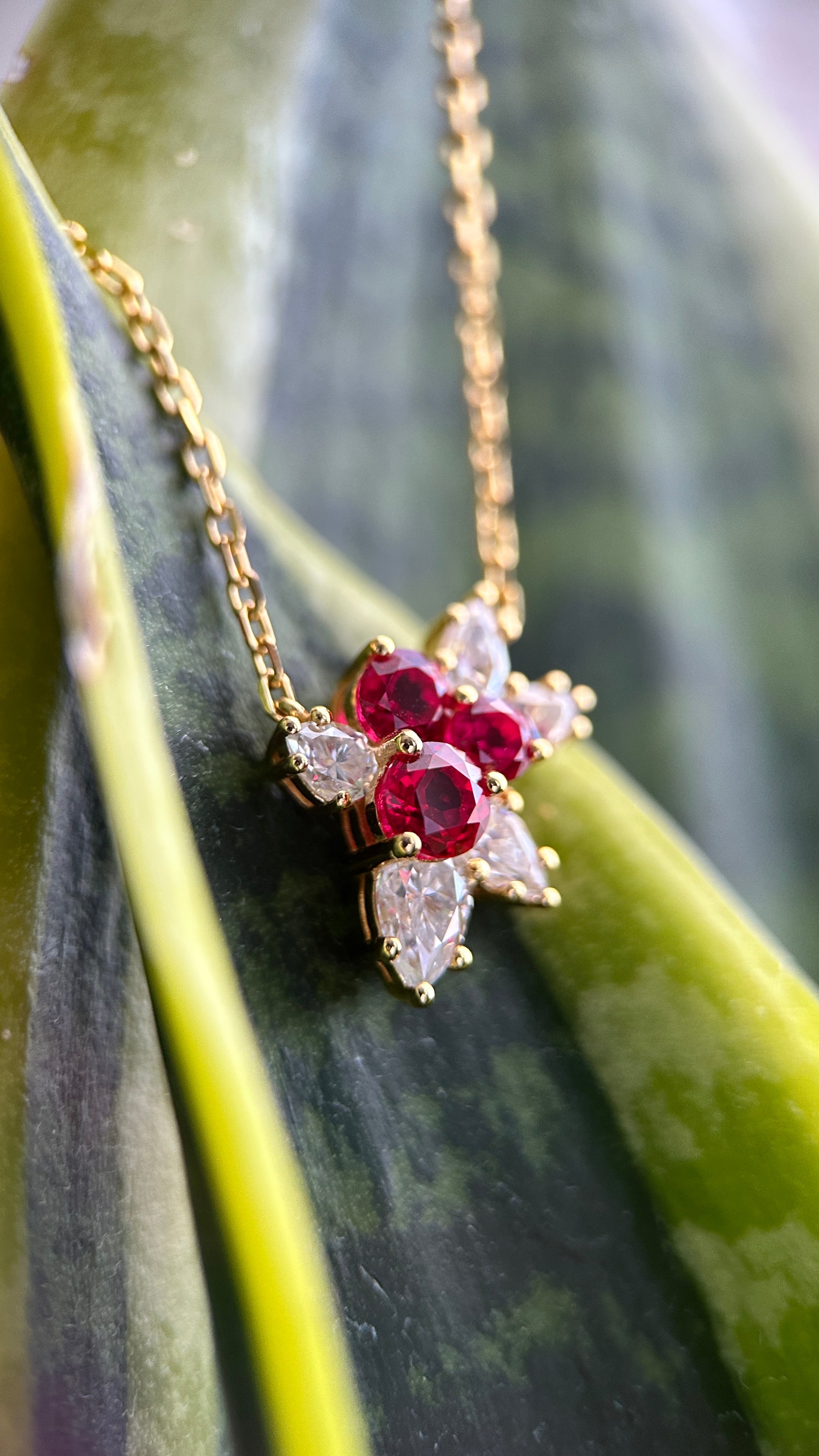 Ruby Mistletoe Necklace
